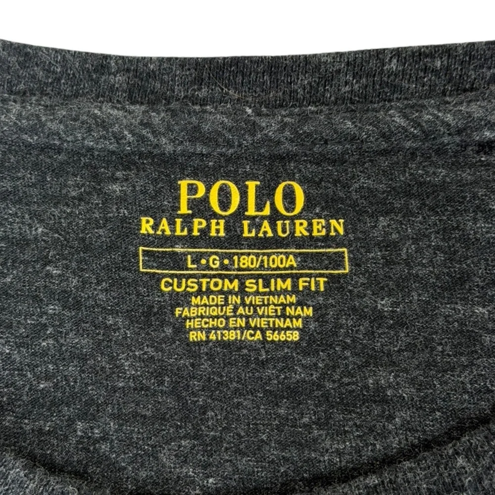 Polo Ralph Lauren Mens Custom Slim Fit Long Sleeve Tee Charcoal Grey Large
